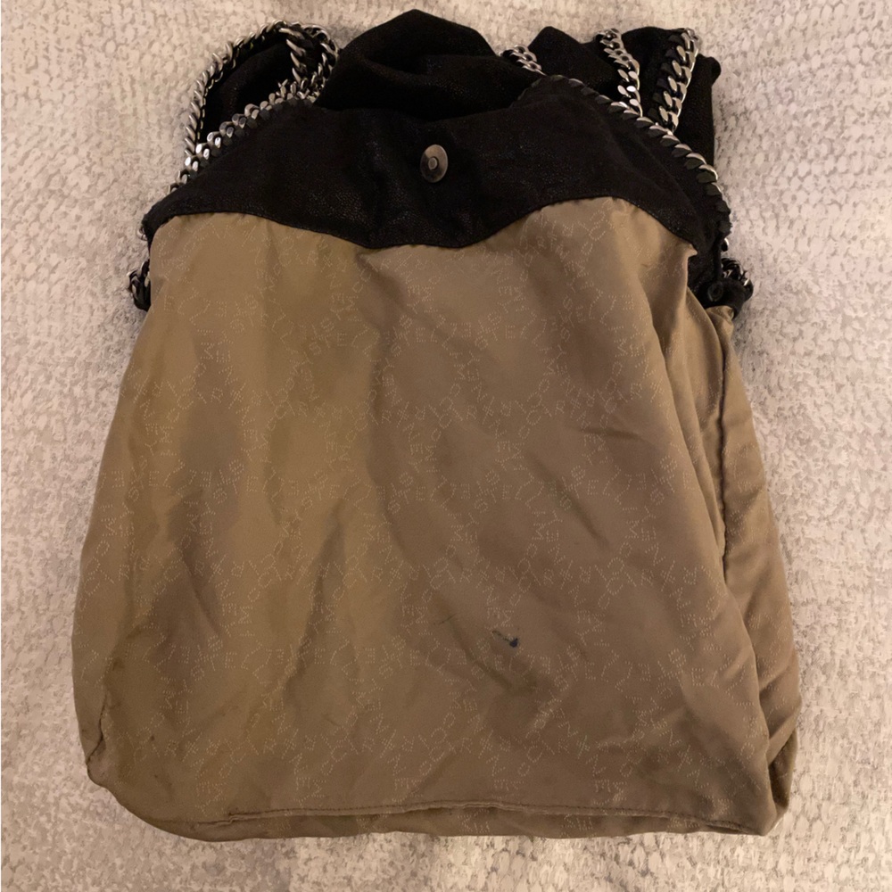 Stella McCartney Black Vegan Suede Fold Over Chain Shoulder Bag - Picture 7 of 11